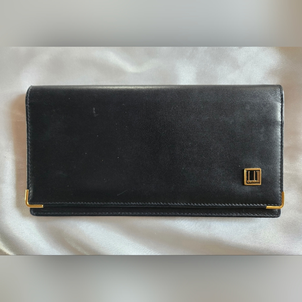 Dunhill Classic Black Wallet with Gold Details